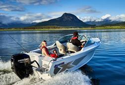 Mercury and Quintrex runabout with family