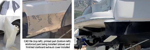 3D printed and GRP reinforced starboard exhaust cover for a motor yacht